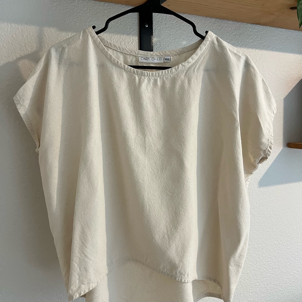Only Child Alta Top in Raw Silk. Eggshell. XS/S. Made in USA. Machine washable.